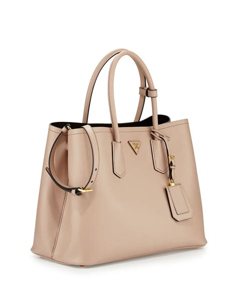 Prada Saffiano Cuir Double Bag, Tan (Cammeo)